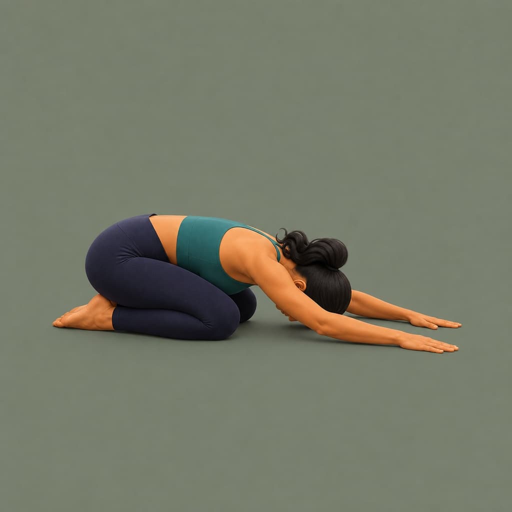 Child pose stretch in Estira